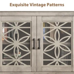 Farmhouse TV Stand For 80 Inch, Mid Century Entertainment Center With LED Lights, Wooden Media Cabinet With Glass Door For Living Room, Whitewash -Baxton Studio Shop GUEST 5d7135a6 a5fc 41fc 8d00 924d0833258d