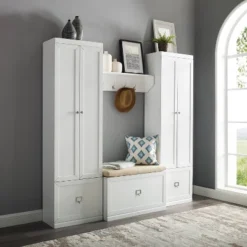 4pc Harper Entryway Set With Bench, Shelf And 2 Pantry Closets - Crosley -Baxton Studio Shop GUEST 5d8ebca0 67f0 4383 8004 516057817119