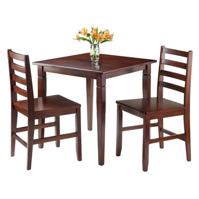 3pc Kingsgate Dining Table With 2 Hamilton Ladder Back Chairs Wood/Brown - Winsome 1 3pc Kingsgate Dining Table With 2 Hamilton Ladder Back Chairs Wood/Brown - Winsome