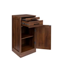 Gulches Brown Walnut Modular Wine Bar Cabinet With Hutch Buffet Cabinet For Dining Room, Single Drawer And Versatile Storage -Baxton Studio Shop GUEST 5dc86e52 fc35 4c1c a778 0fae0f9ffff4