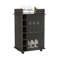 Gulches Modern Bar Cart With Glass Door Cabinet, 6 Liquor Cubbies, Locking Wheels And Spacious Top For Cocktails 9 Gulches Modern Bar Cart With Glass Door Cabinet, 6 Liquor Cubbies, Locking Wheels And Spacious Top For Cocktails -Baxton Studio Shop GUEST 5dfb0d59 e211 45a8 be54 545a1361089d