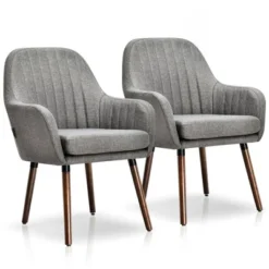 Costway Set Of 2 Accent Chairs Fabric Upholstered Armchairs W/Wooden Legs Beige/Gray 20 Costway Set Of 2 Accent Chairs Fabric Upholstered Armchairs W/Wooden Legs Beige/Gray -Baxton Studio Shop GUEST 5e07d1aa eb66 4f40 bad8 a22cc8a8cceb