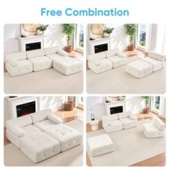 Mjkone L-Shaped Velvet 3-Seater Modular Sectional Sofa With Ottoman, Convertible Sofa Couches With Rivet Trim -Baxton Studio Shop GUEST 5e128969 d50f 43fb afa1 6913904b68bc