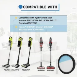 Nispira A32SV720N Vacuum Filter Replacement For Ryobi Cordless Stick Vacuum PBLSV716K PBLSV716B PBLSV717K Hoover ONEPWR Emerge BH53600. 4 Packs