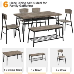 Yaheetech Farmhouse Space-Saving 6 Piece Dining Table Set With 2 Storage Racks For Kitchen -Baxton Studio Shop GUEST 5e1d3e95 2e12 4b2c a956 4651f9ad6985