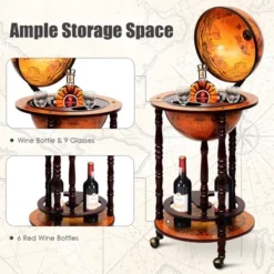 Costway 17.5'' Wood Globe Wine Bar Stand 16th Century Italian Rack Liquor Bottle Shelf -Baxton Studio Shop GUEST 5e3da795 52b6 4f8e 9365 4c304a05c55b