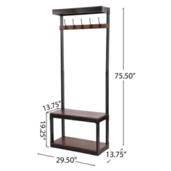 Willards Modern Industrial Handcrafted Mango Wood Coat Rack With Bench Cafe Brown/Black - Christopher Knight Home -Baxton Studio Shop GUEST 5e5846da e995 4313 84c8 e06d9f2ae07d