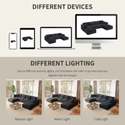 142'' U-Shaped Modular Sectional Sofa, Luxury Fully Compressed Couch With Ottomans & Cloud-Like Cushions - ModernLuxe 16 142'' U-Shaped Modular Sectional Sofa, Luxury Fully Compressed Couch With Ottomans & Cloud-Like Cushions - ModernLuxe -Baxton Studio Shop GUEST 5e5eea9e 9bfb 41a8 8453 877ef1ad80c2
