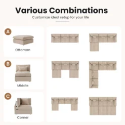 Cloud Couch Modular Sectional Sofa,119.2" 3Seater Wide Couch,Down Filled Convertible Living Room Set, Covers Washable&Replaceable -Baxton Studio Shop GUEST 5e810473 ec3c 454c 99b7 7c512a3622a9