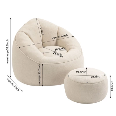 NicBex Couches For Living Room 40" Lazy Sofa Bean Bag Chair Couch With Durable Comfort Lounger High Back, Upholstered Footrest 3 NicBex Couches For Living Room 40" Lazy Sofa Bean Bag Chair Couch With Durable Comfort Lounger High Back, Upholstered Footrest - Image 3