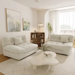 Cloud Modular Sectional Sofa,105inch Scrub Velvet Sofa Couch For Living Room,Curved Couch,Modern LoveSofa With 2 Pillows 3 Seater For Apartment -Baxton Studio Shop GUEST 5ea05be6 3c9c 4838 a735 e0d403ed4f9e