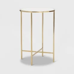 Elliott Marble Side Table White/Gold - Adore Decor -Baxton Studio Shop GUEST 5ebd541c b256 41ee b610 0460d14a1f2c
