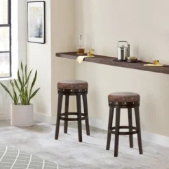 Benard Backless Barstool Deep Smoke Brown - Hillsdale Furniture -Baxton Studio Shop GUEST 5ed6f051 ab73 4543 9d2d 117de1519bef