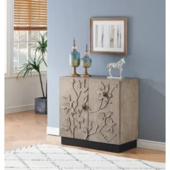 Rox Floral Patterned 2 Door Storage Cabinet Natural Gray/Black - Treasure Trove 8 Rox Floral Patterned 2 Door Storage Cabinet Natural Gray/Black - Treasure Trove -Baxton Studio Shop GUEST 5effc385 7ebc 44c6 9be6 7b2e4a32452d