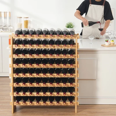 VEVOR 72 Bottle Upgrade Modular Wine Rack, Continuously Store Pinot Bottles, 8-Tier Bamboo Wood Storage Rack, Floor Freestanding Wines Holder Display 1 VEVOR 72 Bottle Upgrade Modular Wine Rack, Continuously Store Pinot Bottles, 8-Tier Bamboo Wood Storage Rack, Floor Freestanding Wines Holder Display