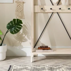 68" Solid Wood X Back Angled Hall Tree White Wash - Saracina Home -Baxton Studio Shop GUEST 5f3d0d73 a646 48be b127 d033415e486f