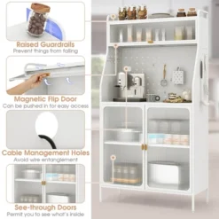 Costway 5-tier Metal Kitchen Bakers Rack With Pegboard 8 Hooks 5-position Adjustable Shelf White -Baxton Studio Shop GUEST 5f3d9f41 897d 436f 84bc b1b60083ec47