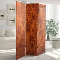 6" Double Sided Burl Wood Pattern Canvas Room Divider Brown - Oriental Furniture -Baxton Studio Shop GUEST 5f58f11a 45f0 49c7 a096 780704b8f7fa