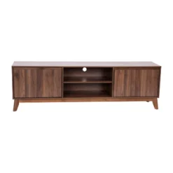 Flash Furniture Hatfield Mid-Century Modern TV Stand For Up To 64 Inch TV's - 60 Inch Media Center With Adjustable Center Shelf And Dual Soft Close Doors -Baxton Studio Shop GUEST 5f5cb12a 06d5 4d12 983b b15445d297bd