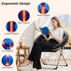 Comfy Oversized Saucer Chair For Adults, Soft Faux Fur Plush Folding Moon Chair, Metal Frame Reading Lounge Chair For Bedroom Living Room Dorm Office 14 Comfy Oversized Saucer Chair For Adults, Soft Faux Fur Plush Folding Moon Chair, Metal Frame Reading Lounge Chair For Bedroom Living Room Dorm Office -Baxton Studio Shop GUEST 5f78bd31 83f9 4749 be7c 1ec76c70c6f7