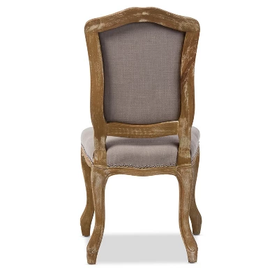 Chateauneuf French Weathered Oak Finish Fabric Upholstered Dining Side Chair Beige - Baxton Studio: Linen, No Assembly Required 1 Chateauneuf French Weathered Oak Finish Fabric Upholstered Dining Side Chair Beige - Baxton Studio: Linen, No Assembly Required