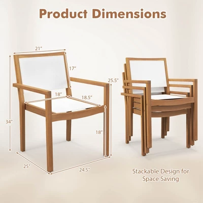 Costway Stackable Dining Chair Set Of 2/4 With Wear-resistant Fabric & Breathable Backrest 2 Costway Stackable Dining Chair Set Of 2/4 With Wear-resistant Fabric & Breathable Backrest - Image 2