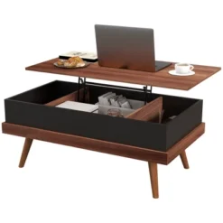 HOMCOM Lift Top Coffee Table, 39.25" Coffee Table With Hidden Compartments And Wood Legs, Walnut 7 HOMCOM Lift Top Coffee Table, 39.25" Coffee Table With Hidden Compartments And Wood Legs, Walnut -Baxton Studio Shop GUEST 5fc6a2f6 e0d8 4983 b74e 963637eb548a
