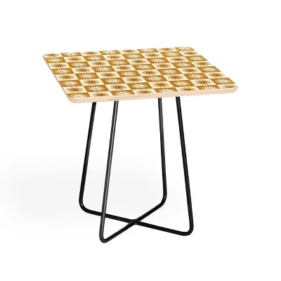 Charly Clements Vintage Checkered Sunshine Side Square Table - Deny Designs 4 Charly Clements Vintage Checkered Sunshine Side Square Table - Deny Designs - Image 4