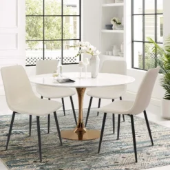 Bingo Dining Chairs Set Of 4,Upholstered Dining Chair With Stainless Steel Metal Legs-Maison Boucle -Baxton Studio Shop GUEST 60069c15 400b 46b5 8a17 979eac61ebab