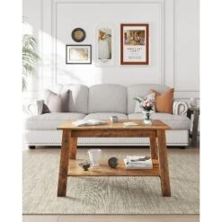 31.49” Rustic Coffee Table - 2-Tier Modern Farmhouse Side Table For Living Room, Home, Office & Outdoor 22 31.49” Rustic Coffee Table - 2-Tier Modern Farmhouse Side Table For Living Room, Home, Office & Outdoor -Baxton Studio Shop GUEST 6060c3ec 7647 4713 89df b922187e4c76