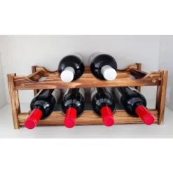 Itopfox 8-Bottle Wine Rack - Premium Carbonized Pine Wood, Two-Tier Countertop Design For Kitchen, Dining Room Or Bar -Baxton Studio Shop GUEST 6061f0c3 09c6 4883 9b16 dbff8b5bd457