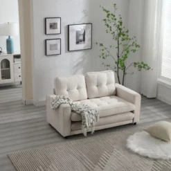 CAVINAS Futon Sofa Bed, Modern Pull Out Couch, Space Saving Loveseat Sofa, Convertible Sofa Bed For Living Room, Bedroom -Baxton Studio Shop GUEST 606fcdbf a849 437d 9bd8 28b064205dfb