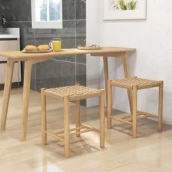 Costway Dining Stool Set Of 2/4 18'' Backless With Rubber Wood Frame Woven Paper Seat Kitchen -Baxton Studio Shop GUEST 60bc2fe4 702d 406d 9b3d 971a4d4548ca