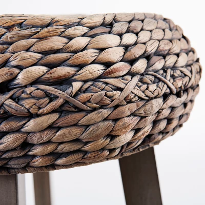 Set Of 2 24" Rook Round Backless Water Hyacinth Stools Brown - Aiden Lane 2 Set Of 2 24" Rook Round Backless Water Hyacinth Stools Brown - Aiden Lane - Image 2