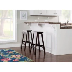 30" Saddle Barstool Wood Brown - Linon -Baxton Studio Shop GUEST 60e70f7f b8bf 4158 8a0d 2716589b0cf3