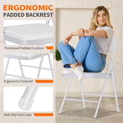 SUGIFT Folding Chairs With Padded Seats Foldable Chair For Outdoor & Indoor Use (Set Of 4) 5 SUGIFT Folding Chairs With Padded Seats Foldable Chair For Outdoor & Indoor Use (Set Of 4) - Image 5