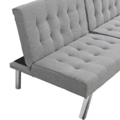 SKRAN Futon Sofa Bed With Wood Frame,stainless Leg For Small Space Living Room, Bedroom Office,grey -Baxton Studio Shop GUEST 611d068a 5082 4584 b9ec efbe51760c3b