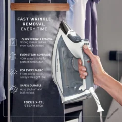 Rowenta Focus Excel Iron, 1725W, Stainless Steel Soleplate, Grey