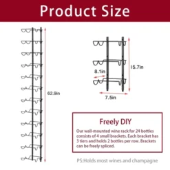 Itopfox 24 Bottle Wall Mounted Wine Rack, Adjustable Height For Wine, Liquor, Champagne, Matte Black Metal Rack For Kitchen, Bar, Wine Cellar -Baxton Studio Shop GUEST 61d6bda9 57e3 4761 abc3 4b9da0010bd0