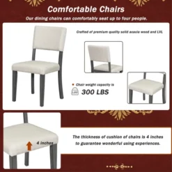 5 PCS Retro Round Dining Table Set With Curved Trestle Style Table And 4 Upholstered Chairs-ModernLuxe -Baxton Studio Shop GUEST 61e0fa86 b825 4c88 96ce aeb145652ed7