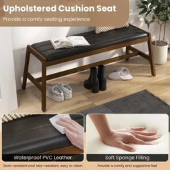 Costway 1/2 PCS 50" Long Solid Wood Dining Bench With Faux Leather Padded Seat Rubber Wood Frame 16 Costway 1/2 PCS 50" Long Solid Wood Dining Bench With Faux Leather Padded Seat Rubber Wood Frame -Baxton Studio Shop GUEST 6224a89c 6089 42a7 a916 3df1acf87cd5