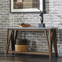 52" Brookside Console Media Table Concrete Coated Top And Wood Light Gray/Brown - Alaterre Furniture 8 52" Brookside Console Media Table Concrete Coated Top And Wood Light Gray/Brown - Alaterre Furniture -Baxton Studio Shop GUEST 62637d45 bfac 4b5c 80a0 e427ce0869db