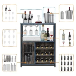GustoWave Small Bar Cabinet, Modern Liquor Cabinet With Adjustable Wine Rack & Storage Shelves For Home -Baxton Studio Shop GUEST 62ca387e f9d2 4564 a76a c3d54972d7eb