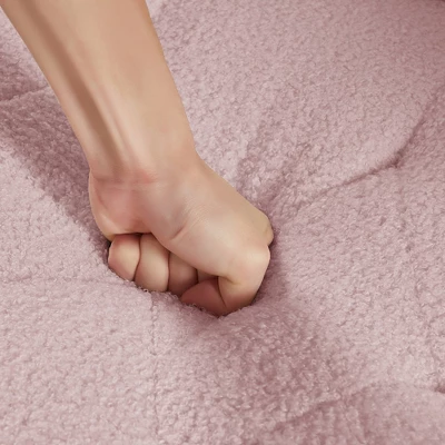 2-Seater Teddy Fabric Sofa With Tufted Back And Seat, 2 Pillows And Gold Metal Legs For Living Room 4 2-Seater Teddy Fabric Sofa With Tufted Back And Seat, 2 Pillows And Gold Metal Legs For Living Room - Image 4