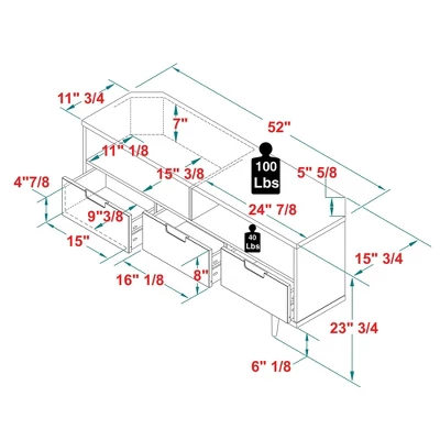 Cara Mid-Century Modern 3 Drawer Corner TV Stand For TVs Up To 58" - Saracina Home 9 Cara Mid-Century Modern 3 Drawer Corner TV Stand For TVs Up To 58" - Saracina Home - Image 9