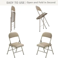 SUGIFT 4-Pack Heavy Duty Metal Folding Chairs With Padded Seat & Back, Portable For Indoor/Outdoor Events, Office, Wedding, Party, Beige, 330 Lbs -Baxton Studio Shop GUEST 630ef2ae 4125 44fc afb0 988837d3bf17