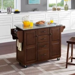 Eleanor Stainless Steel Top Kitchen Cart Mahogany/Stainless Steel - Crosley -Baxton Studio Shop GUEST 6315f1c0 7835 4a94 b666 92a1e1c08e7c