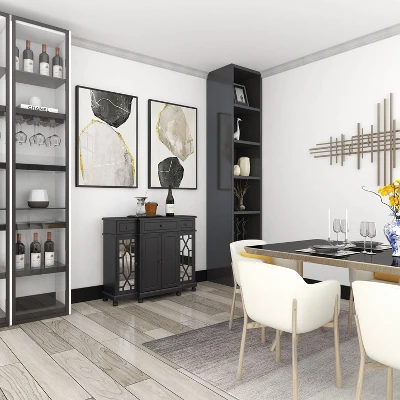 Glam Mirror And Wood Storage Cabinet Black - Olivia & May 17 Glam Mirror And Wood Storage Cabinet Black - Olivia & May - Image 17