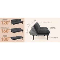 Dyonery 70" Memory Foam Folding Convertible Linen Futon Sofa Couch,Detachable Cushion,Adjustable Backrest, For Living Room,Office,Apartment, Black 17 Dyonery 70" Memory Foam Folding Convertible Linen Futon Sofa Couch,Detachable Cushion,Adjustable Backrest, For Living Room,Office,Apartment, Black -Baxton Studio Shop GUEST 6338bcc6 0484 4f49 8a2b c573ca211cae