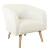 Sherpa Accent Chair With Wood Legs Cream - HomePop